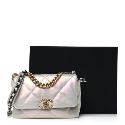 Chanel Iridescent Calfskin Quilted Medium Chanel 19 Flap White 12 of 12