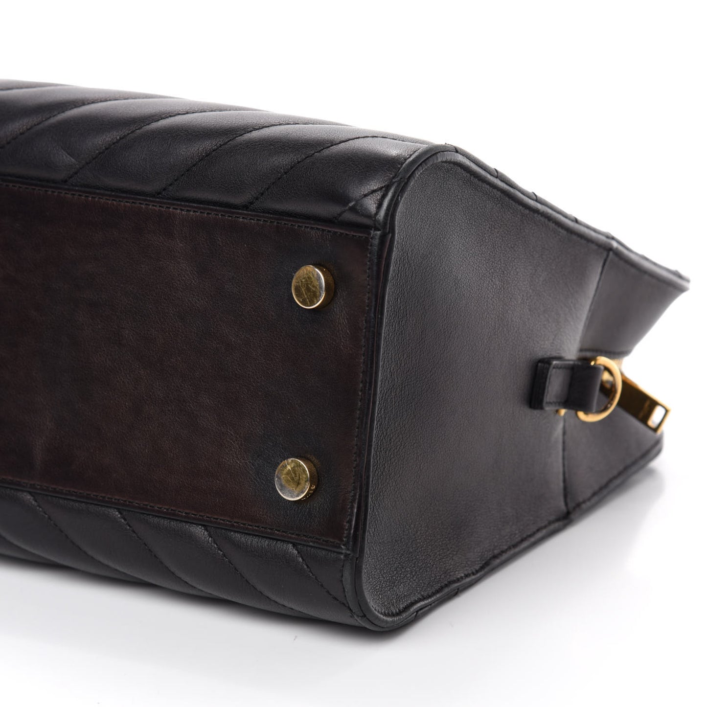 Calfskin Matelasse Chevron Small Monogram Cabas Black
