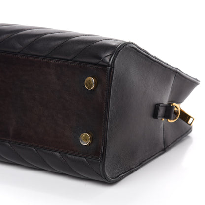 Saint Laurent Calfskin Matelasse Chevron Small Monogram Cabas Black 7 of 14