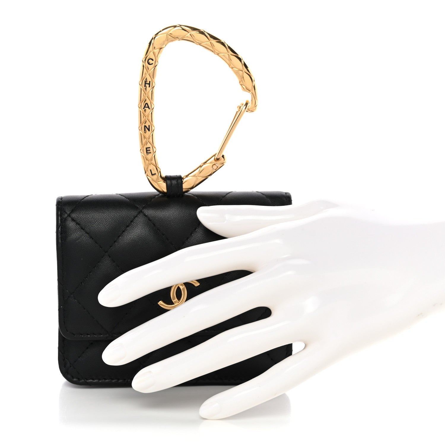 Chanel Lambskin Quilted CC Hook Card Holder Black 2 of 8