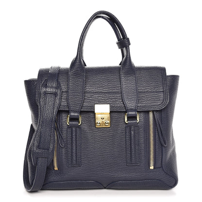 3.1 Phillip Lim 3.1 Textured Calfskin Medium Pashli Satchel Ink 1 of 9