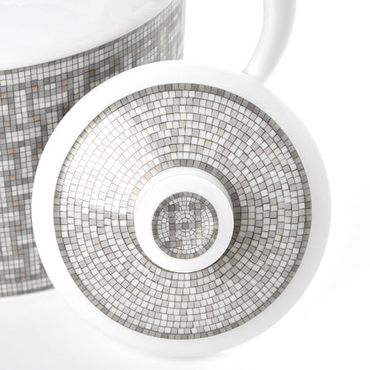 Hermes Porcelain Mosaique Au 24 Platine Coffee/Tea Pot Platinum 7 of 10