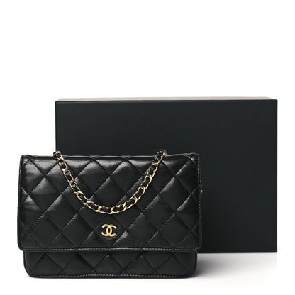 Chanel Lambskin Quilted Wallet On Chain WOC Black 14 of 14