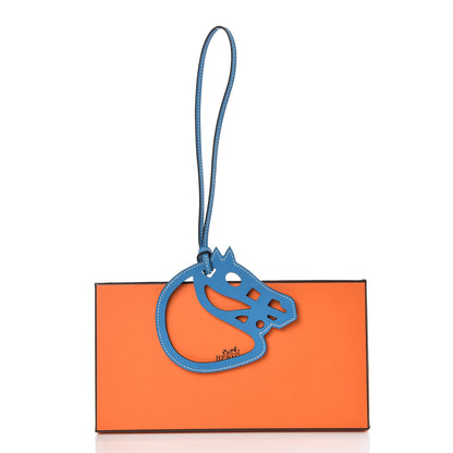 Hermes Swift Paddock Cheval Horse Bag Charm Bleu Zanzibar 4 of 4