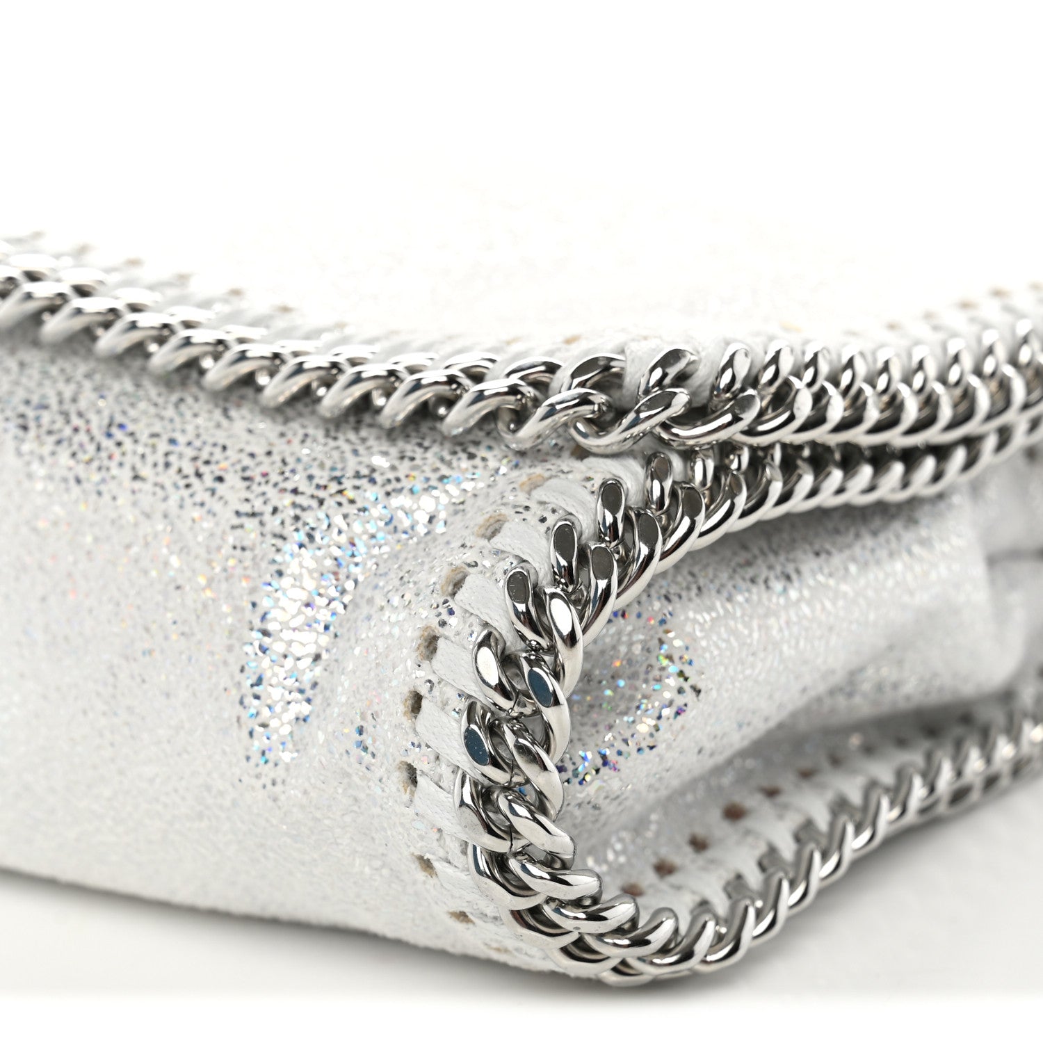 Stella McCartney Chamois Shiny Dotted Nappa Falabella Clutch with Chain Bag White 10 of 10