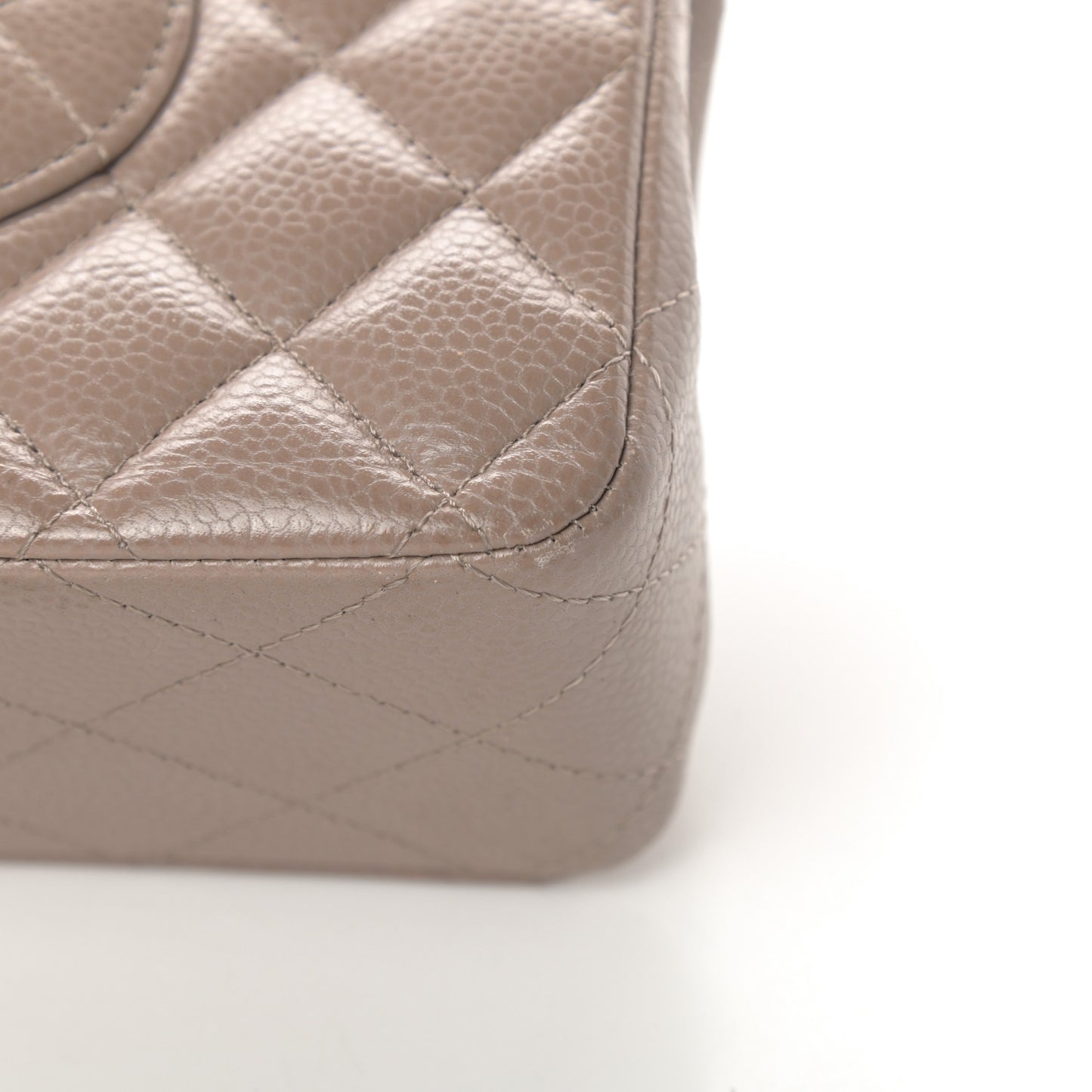 Caviar Quilted Medium Double Flap Taupe