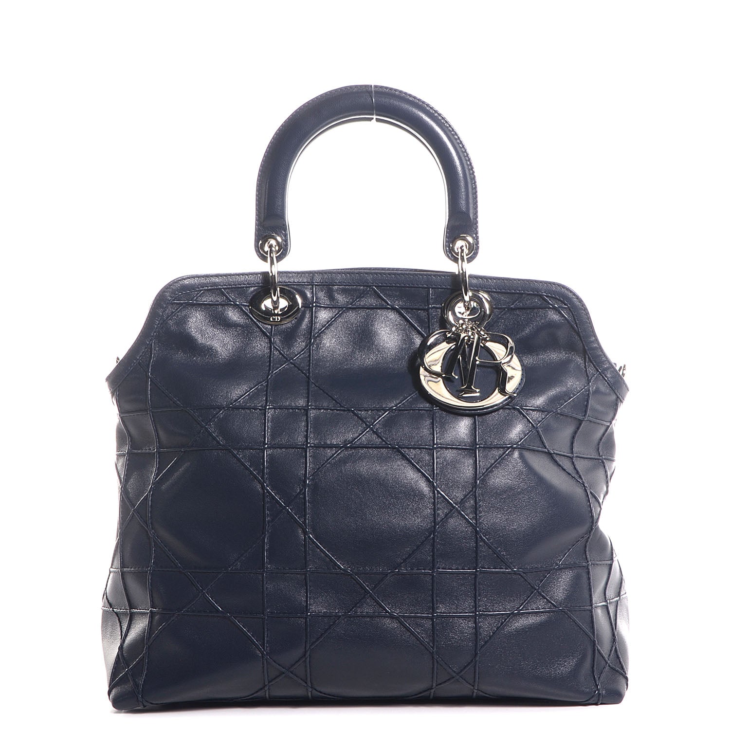Christian Dior Lambskin Cannage Medium Granville Tote Navy Blue 1 of 9
