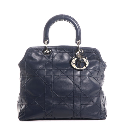 Christian Dior Lambskin Cannage Medium Granville Tote Navy Blue 1 of 9