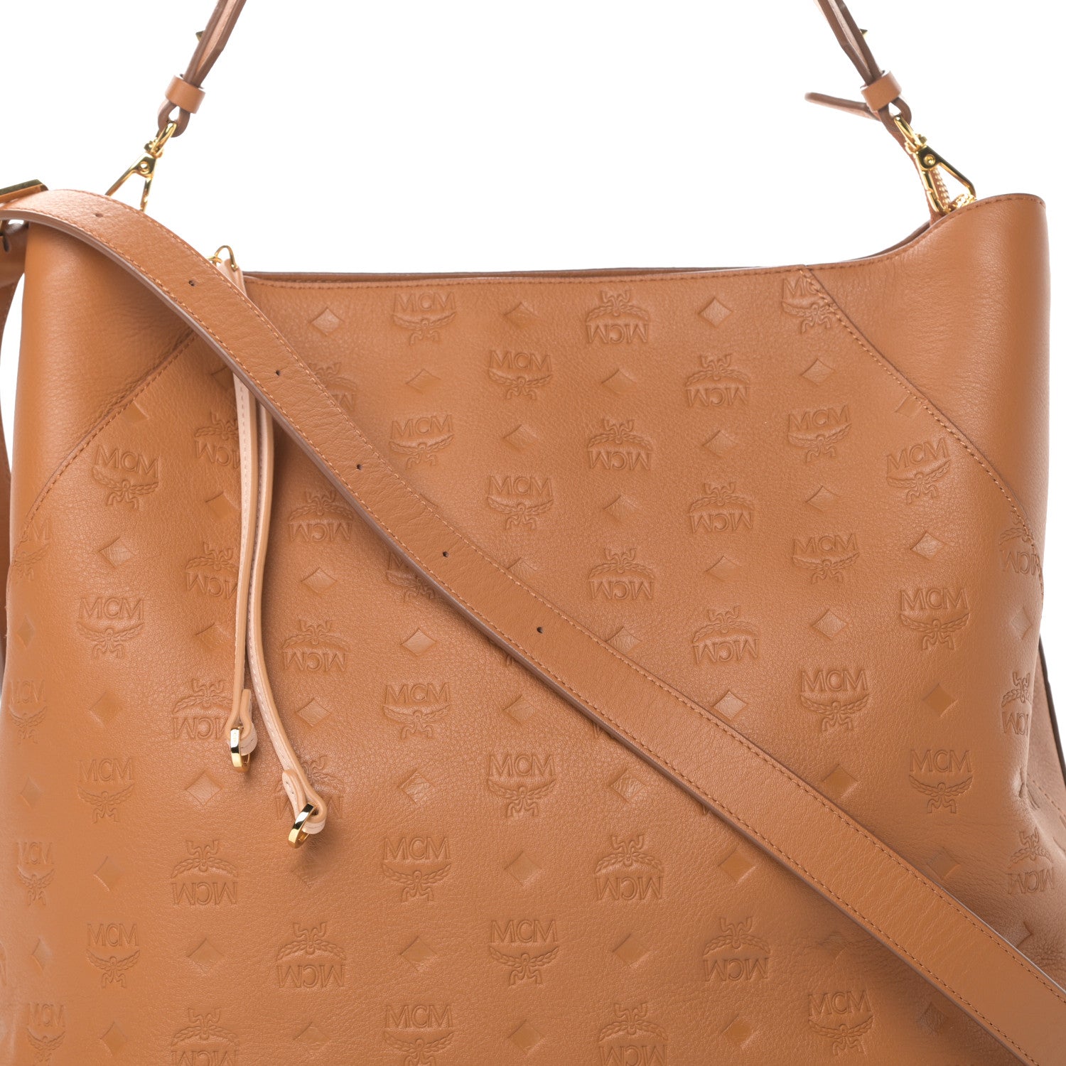 MCM Calfskin Ottomar Monogram Large Klara Hobo Cognac 8 of 12