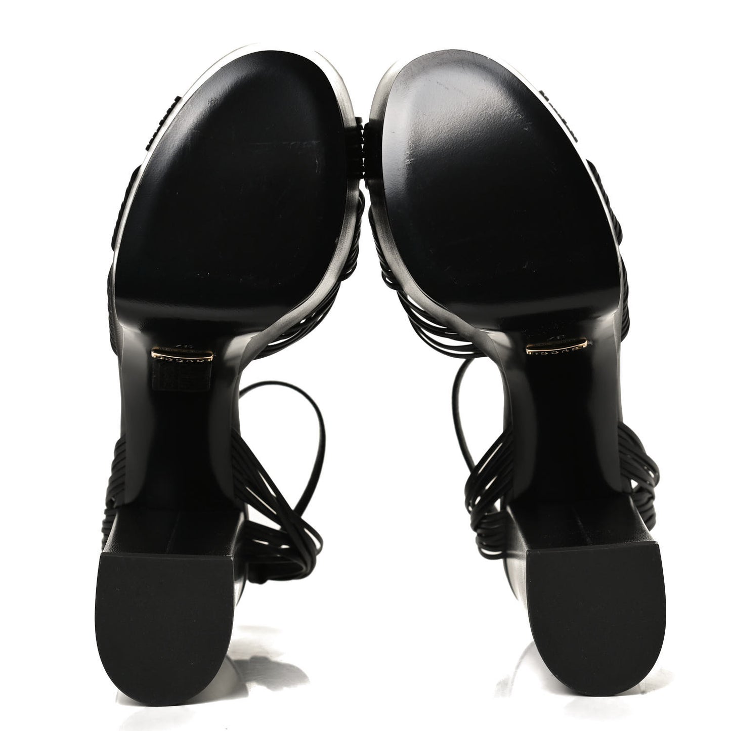 GUCCI Calfskin Knotted Strap Crawford Platform Sandals 37 Black