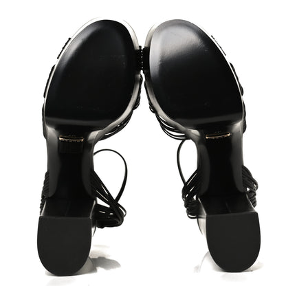 Saint Laurent GUCCI Calfskin Knotted Strap Crawford Platform Sandals 37 Black 7 of 10
