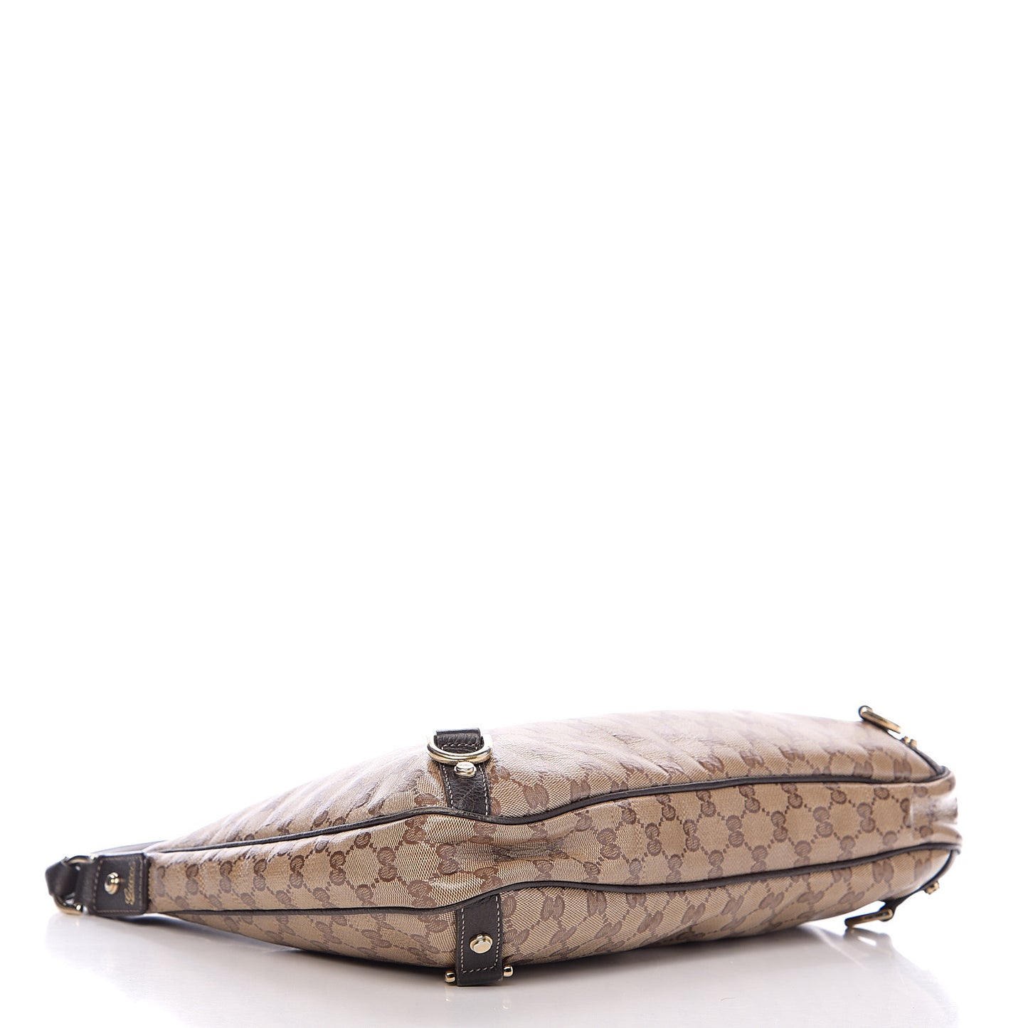 Crystal Monogram Large Abbey D Ring Hobo Dark Brown