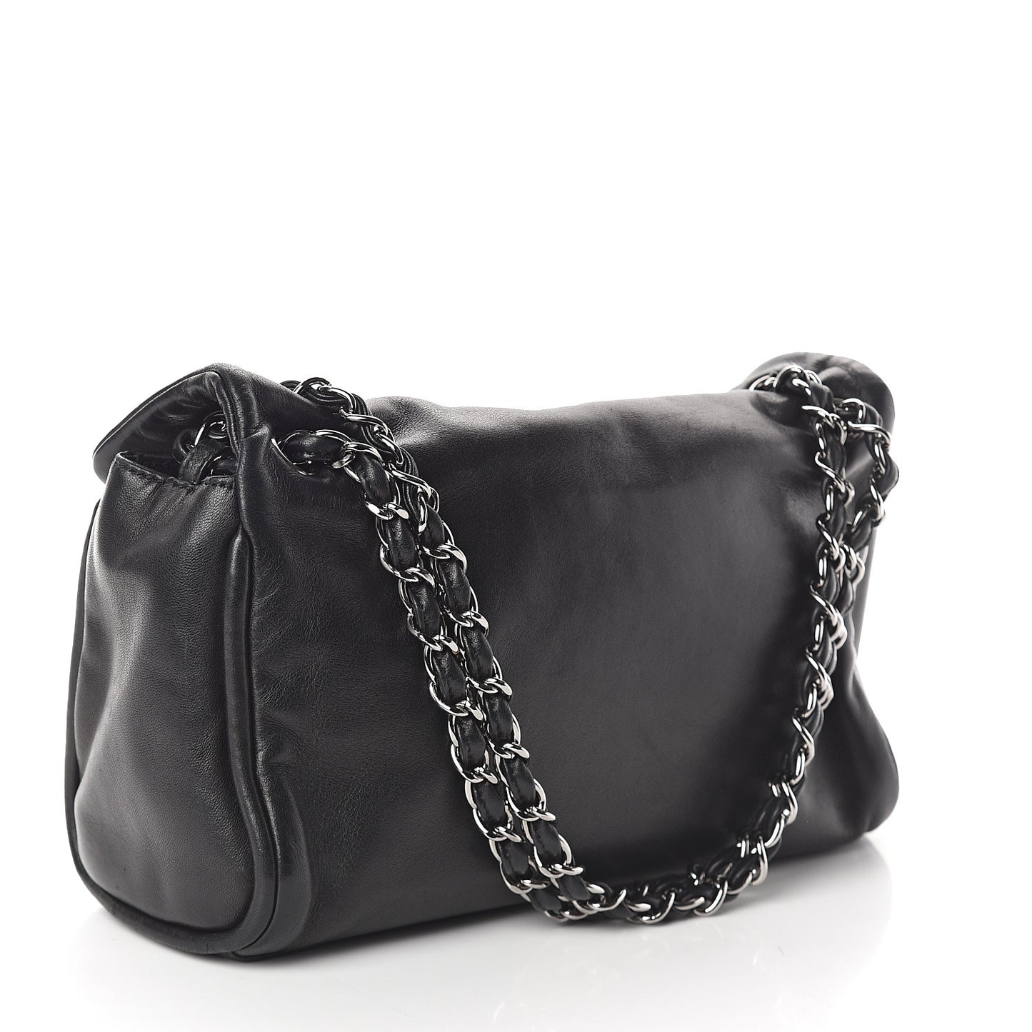 Lambskin Jumbo Mademoiselle Double Flap Black