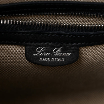 Loro Piana Calfskin Cotton Linen Micro Sesia Happy Day Bag Natural Black 6 of 9