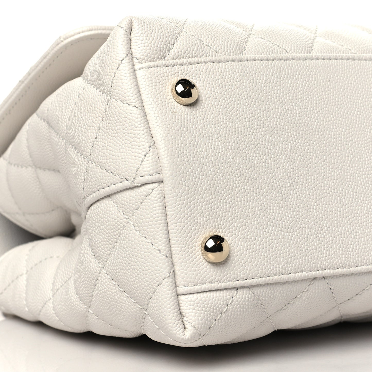 Caviar Quilted Small Coco Handle Flap White