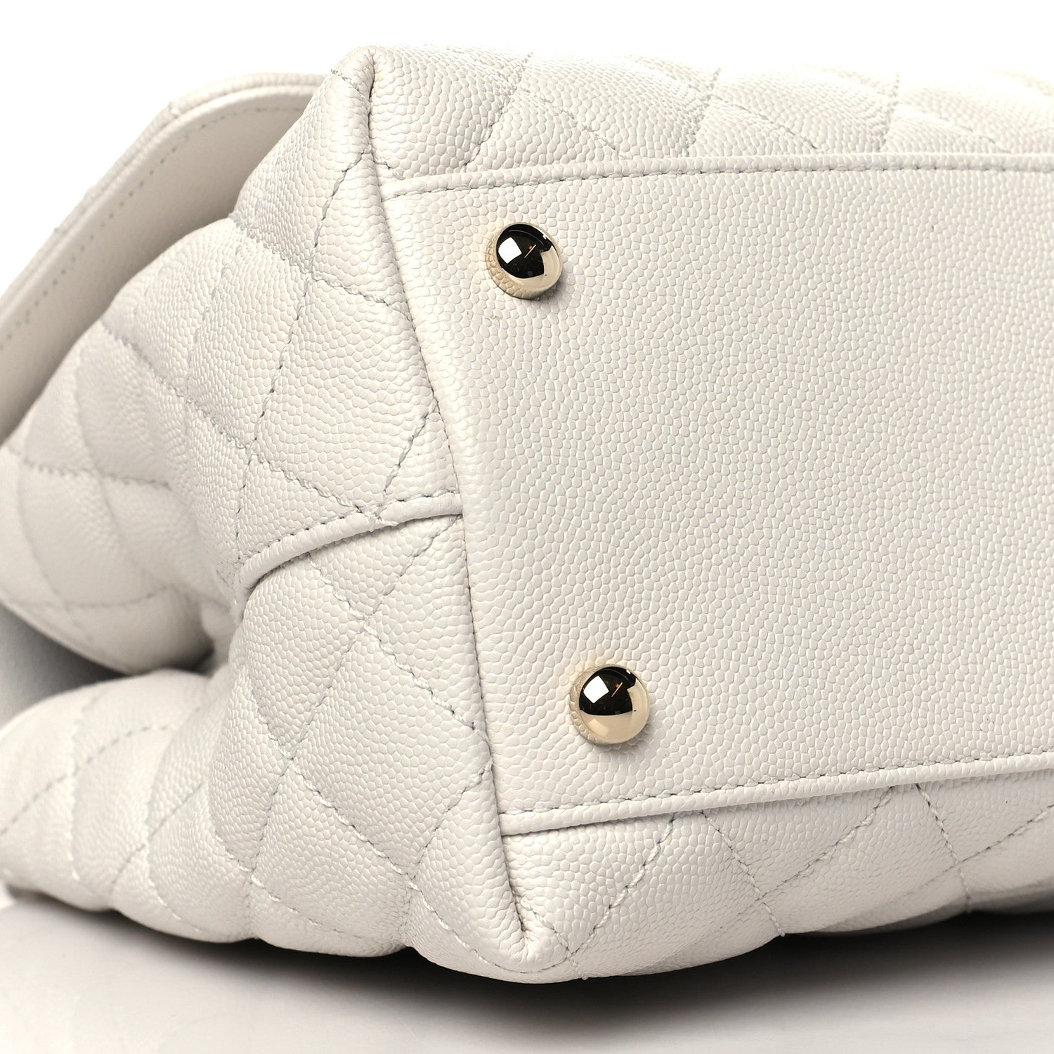 Chanel Caviar Quilted Small Coco Handle Flap White 9 of 11