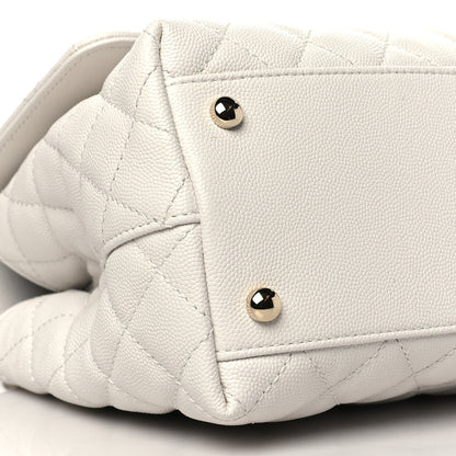 Chanel Caviar Quilted Small Coco Handle Flap White 9 of 11