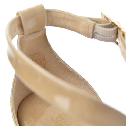 Jimmy Choo Patent Cork Portia 120 Wedge Sandals 38 Nude 11 of 23