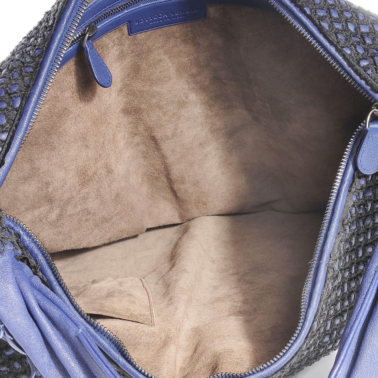 Bottega Veneta Nappa Silk Mini Ponza Devore Fuzzy Maxi Hobo Indigo 8 of 8