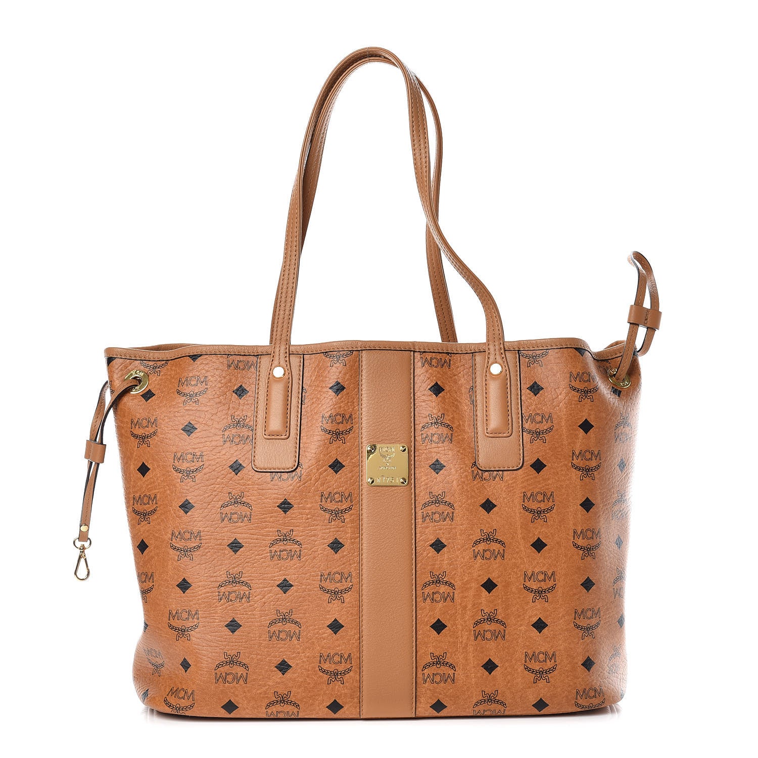 MCM Visetos Medium Liz Reversible Shopper Tote Cognac 5 of 15