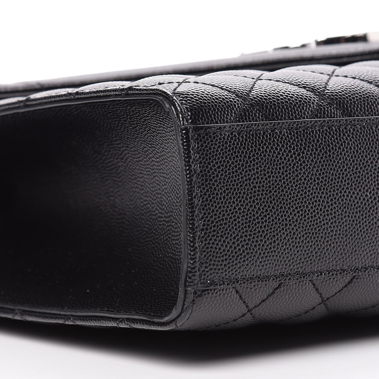 Grain De Poudre Textured Mixed Matelasse Large Triquilt Monogram Satchel Black