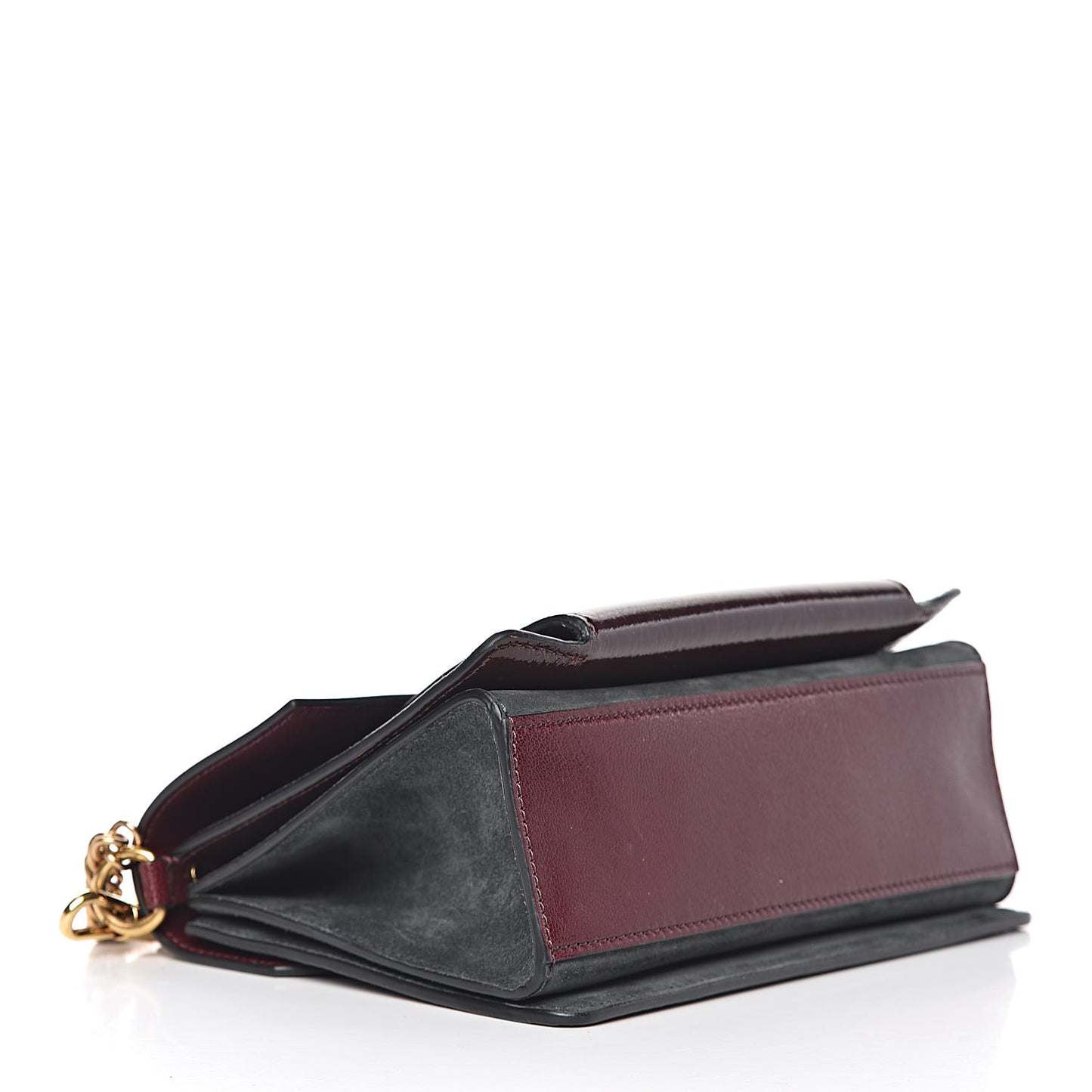 Crinkled Patent Deerskin Suede Small GV3 Shoulder Bag Aubergine Graphite