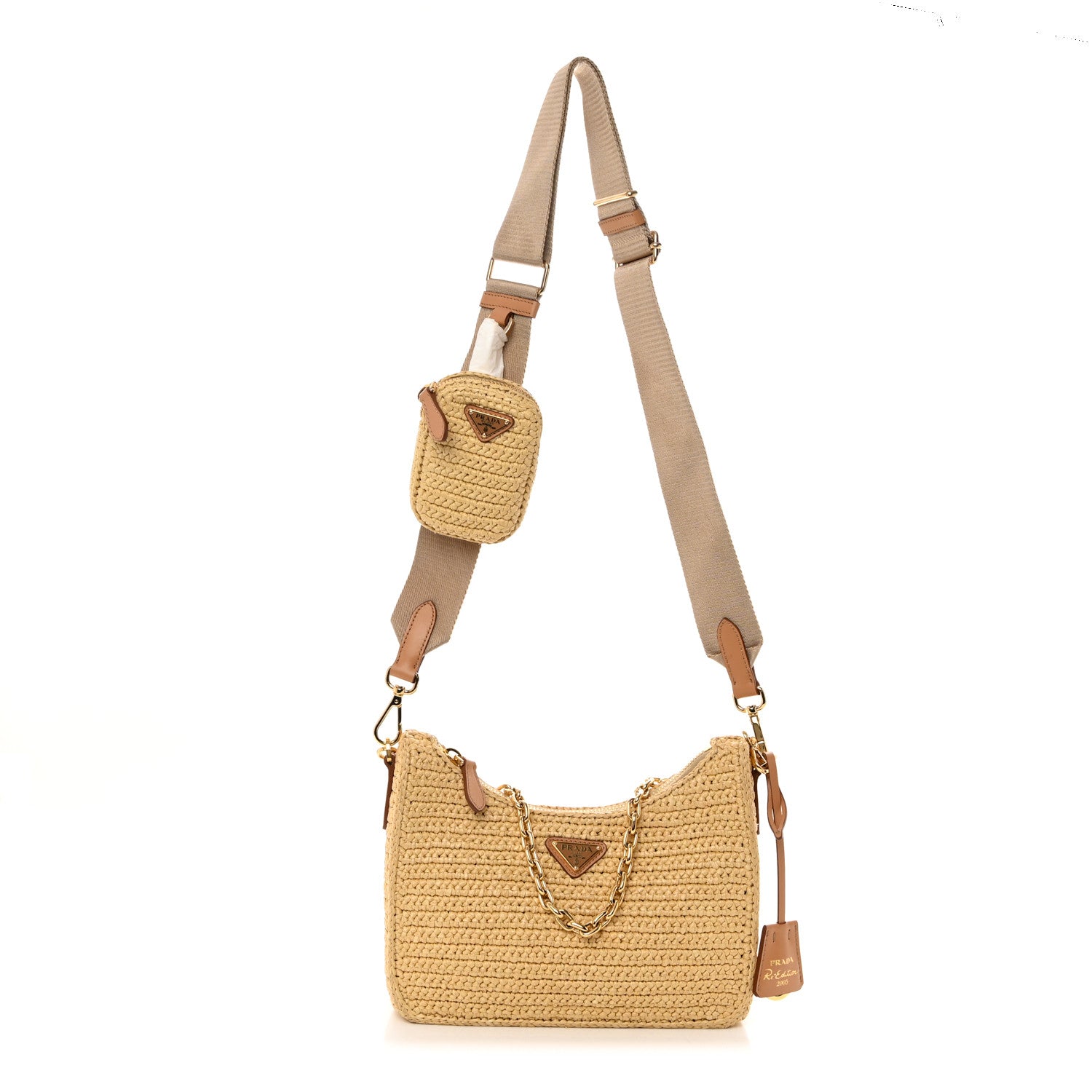 Prada Yarn Raffia Effect Crochet Re-Edition 2005 Shoulder Bag Naturale 1 of 11