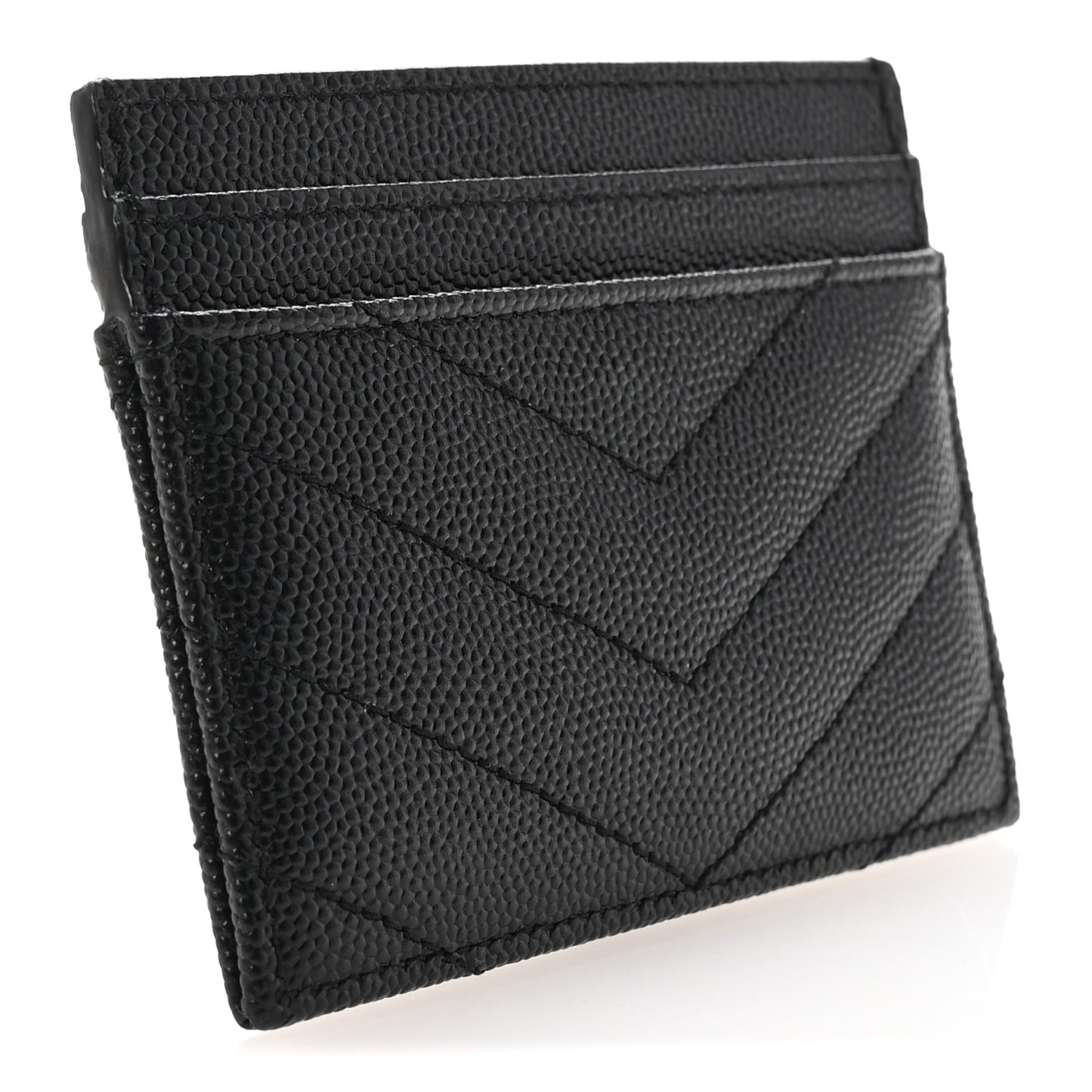 Grain De Poudre Matelasse Chevron Monochrome Monogram Credit Card Case Black