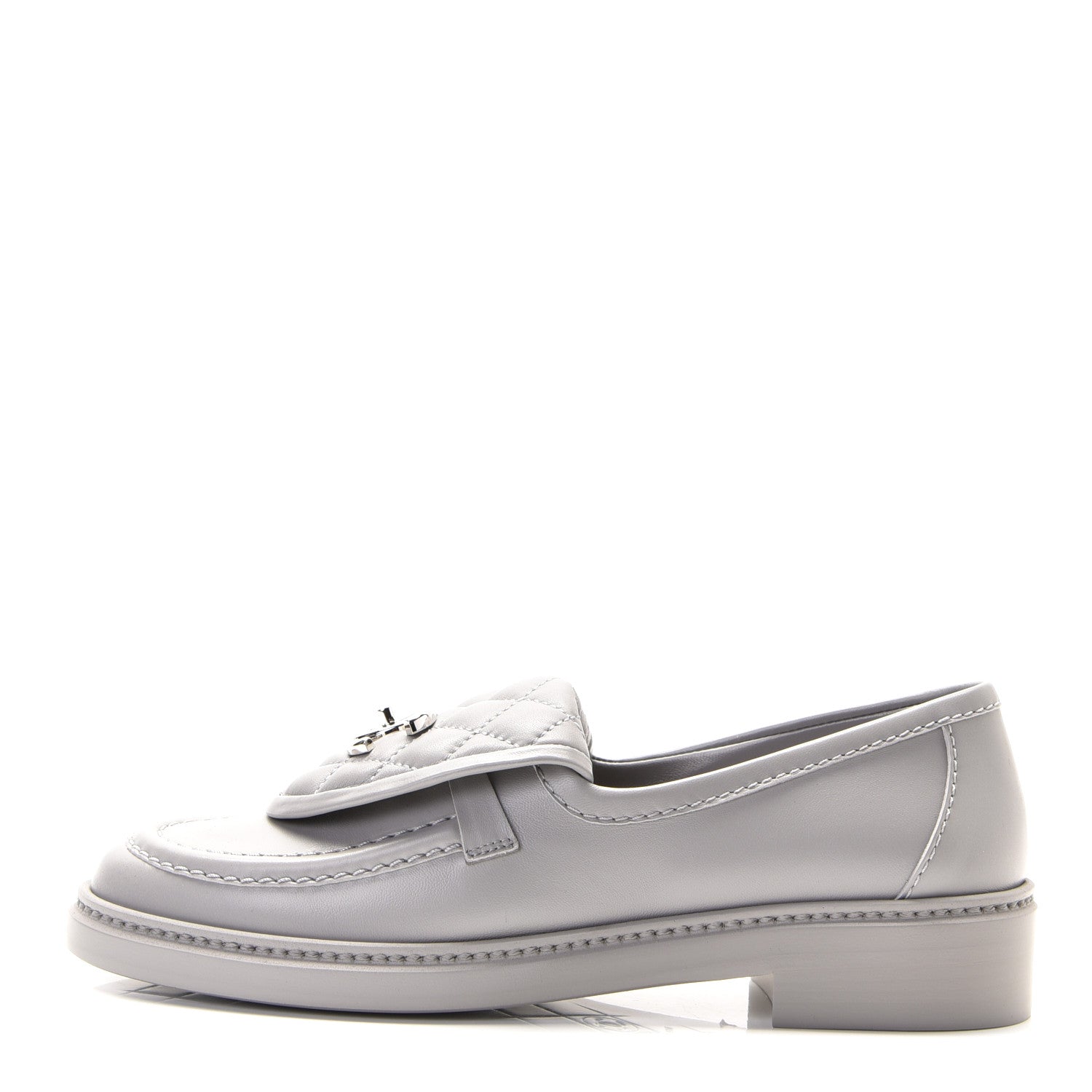 Chanel Lambskin Quilted CC Turnlock Loafers 36.5 Grey 11 of 20