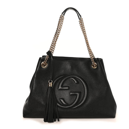 Gucci Pebbled Calfskin Medium Soho Chain Shoulder Bag Black 1 of 10