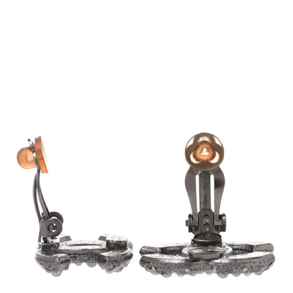 Chanel Ruthenium Pearl CC Clip On Earrings Grey 3 of 4