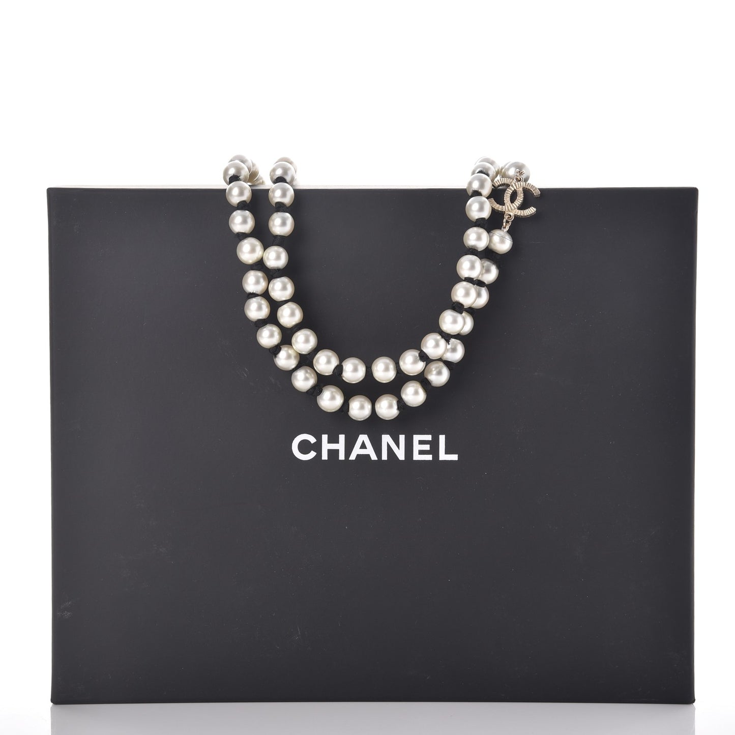 Pearl CC Long Necklace Gold