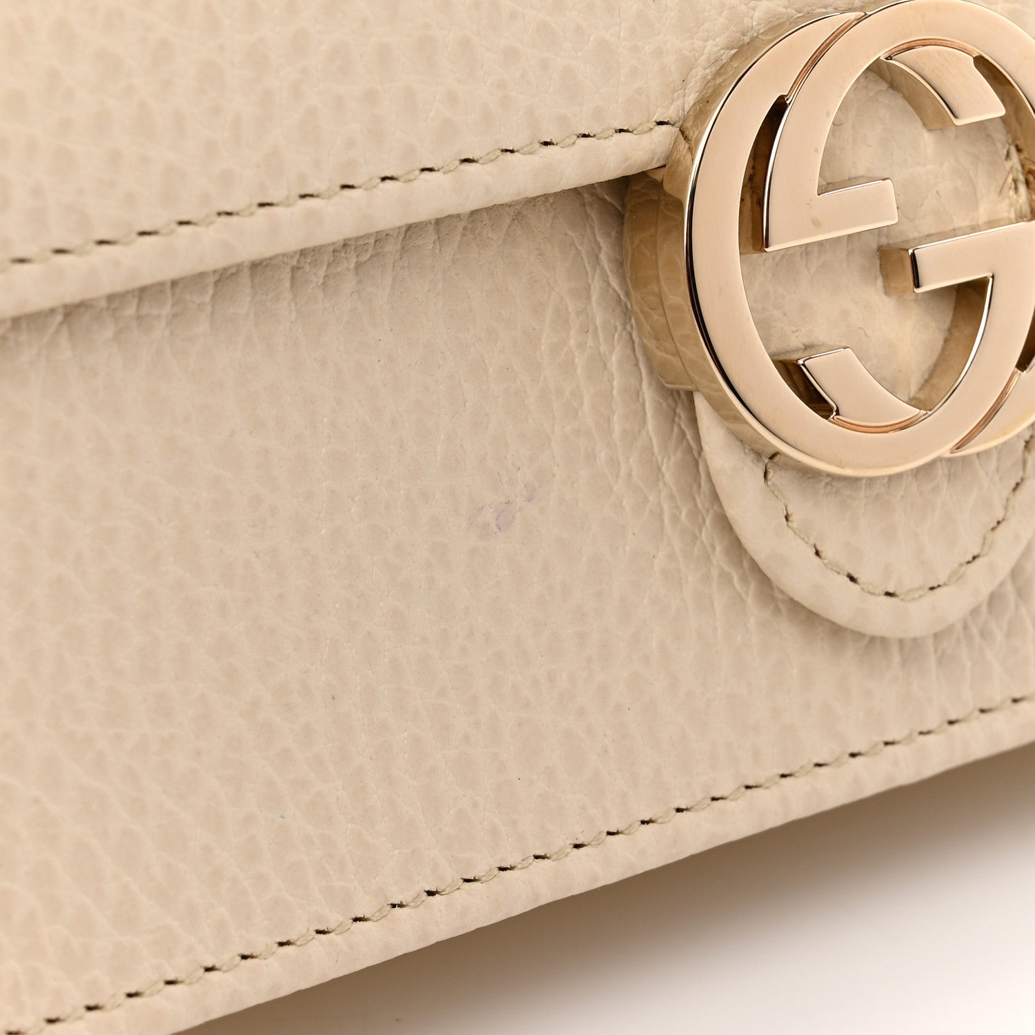 Gucci Dollar Calfskin Interlocking G Chain Wallet Ivoire 10 of 11