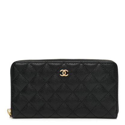 Chanel Caviar Quilted Large Gusset Zip Around Wallet Black 1 of 9