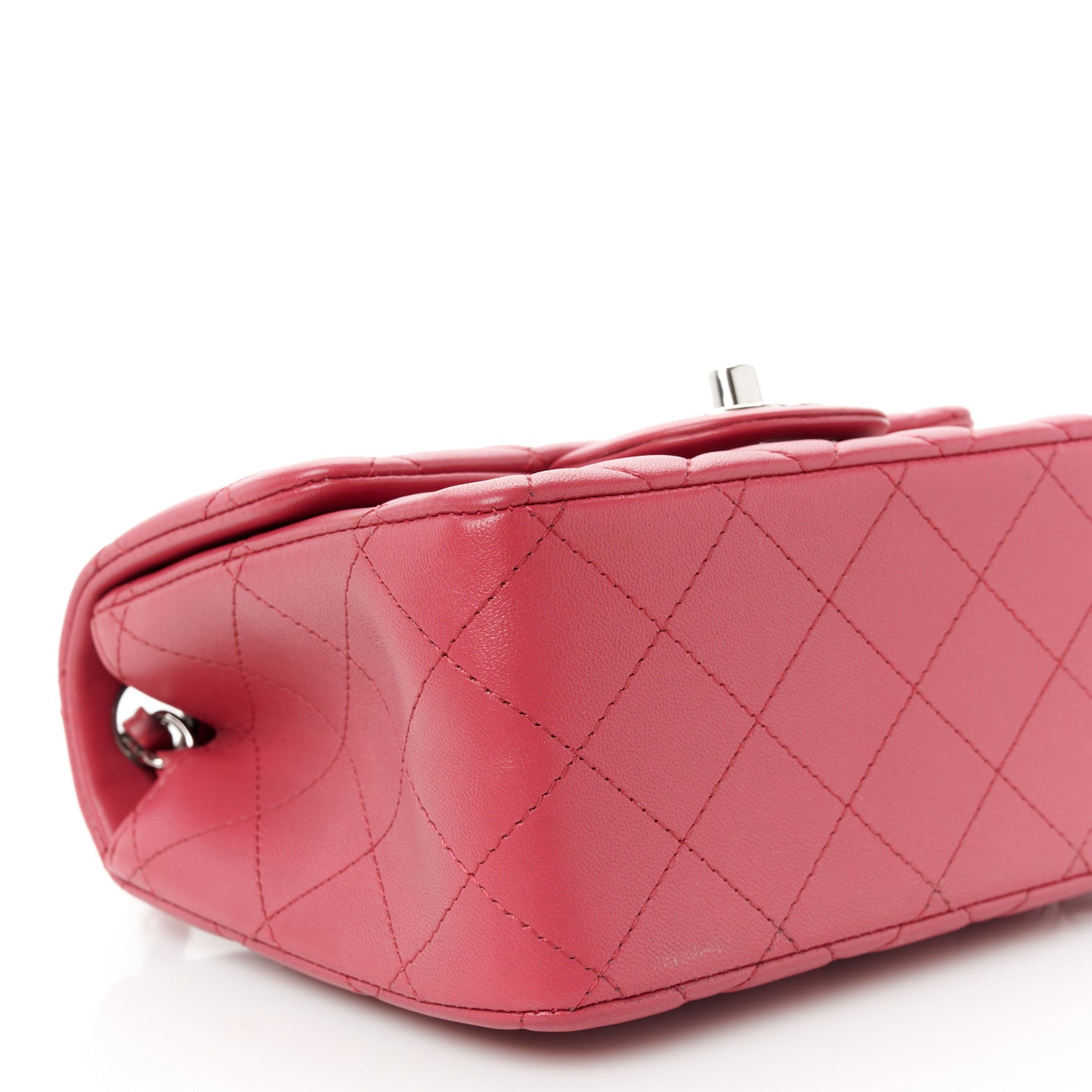 Lambskin Quilted Mini Square Flap Dark Pink
