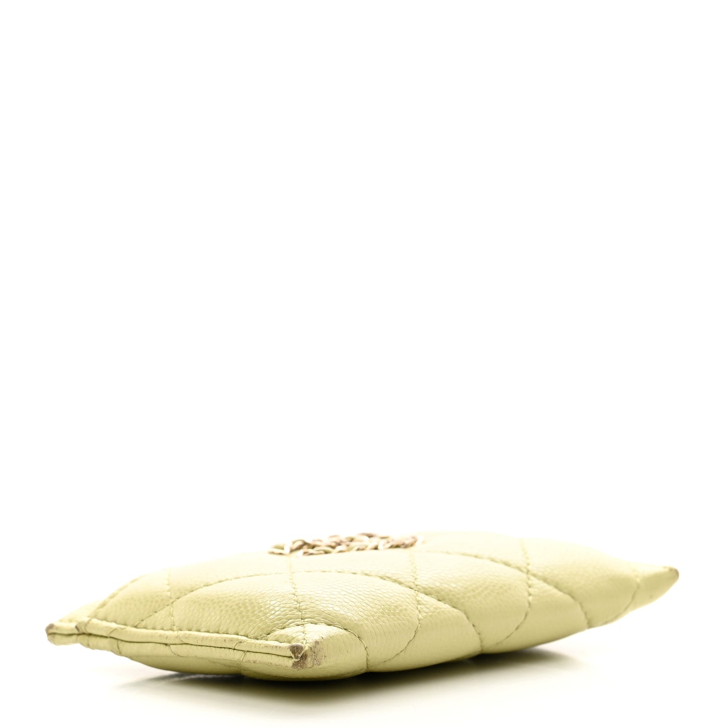 Caviar Quilted French New Wave Card Holder Light Green