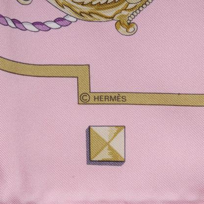Hermes Silk Les Cles Scarf 90 Pink 4 of 5