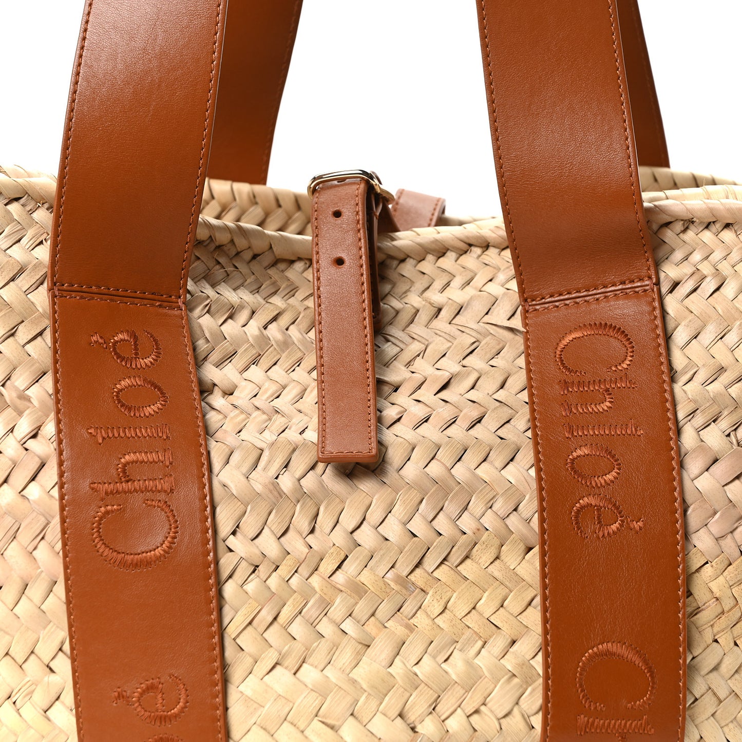 Raffia Smooth Calfskin Medium Sense Basket Caramel
