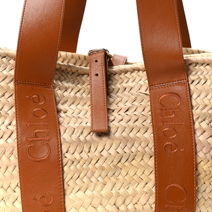 Chloe Raffia Smooth Calfskin Medium Sense Basket Caramel 6 of 8