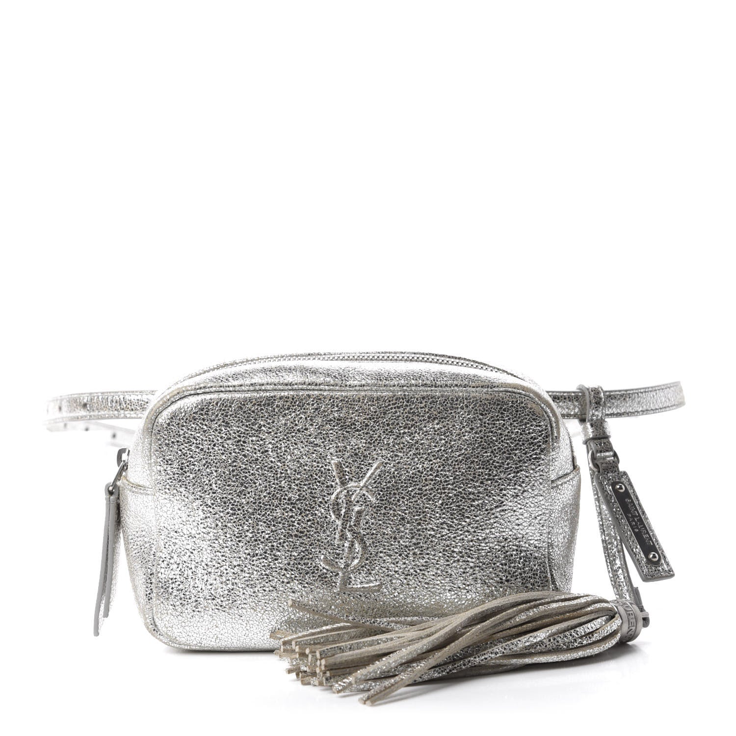 Saint Laurent Metallic Lambskin Monogram Lou Belt Bag Argento 1 of 10