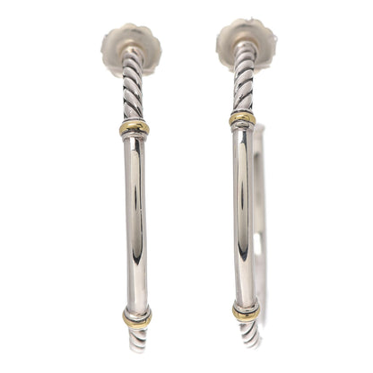 David Yurman Sterling Silver 18K Yellow Gold Metro Hoop Earrings 1 of 4