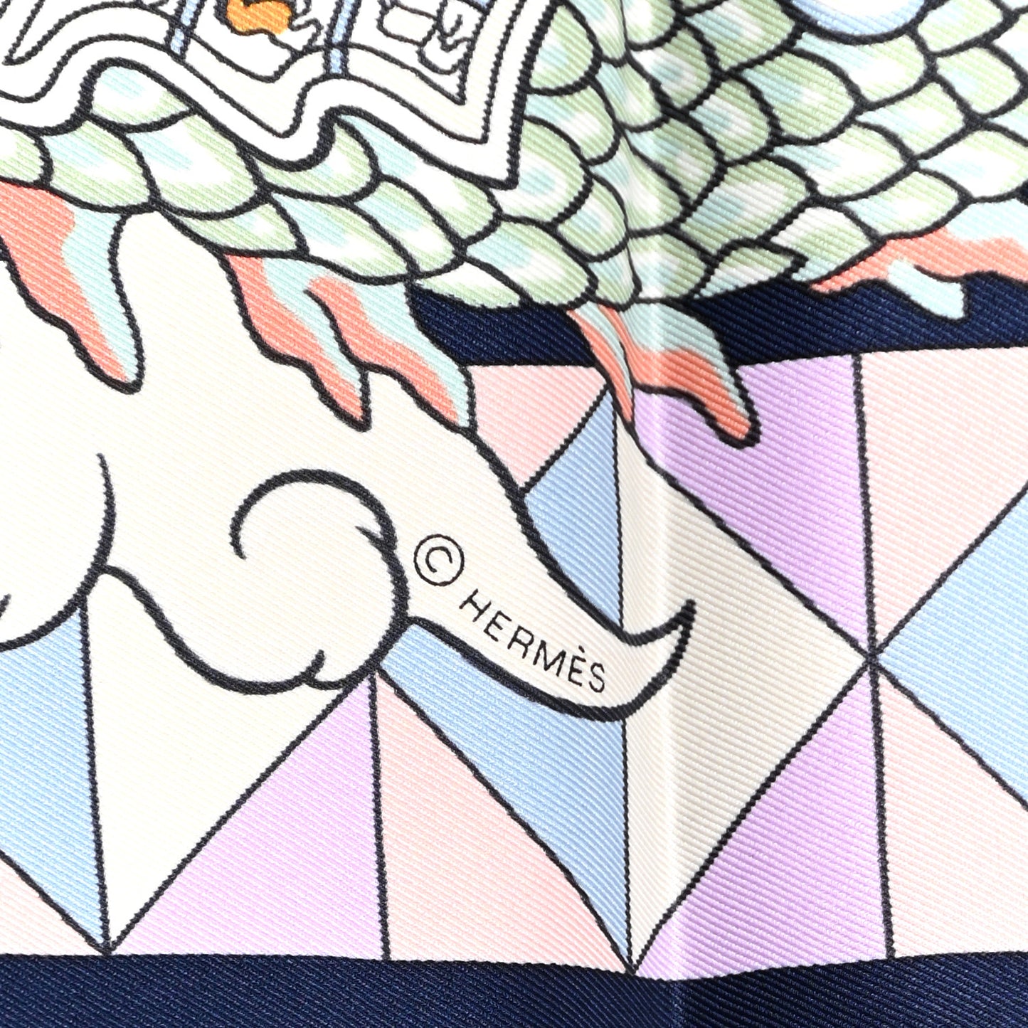 Silk Vintage L Epopee D Hermes Detail Scarf 70 Marine Fonce Saumon