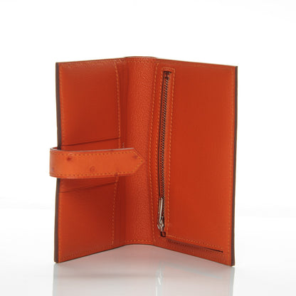 Hermes Ostrich Bearn Compact Wallet Orange 5 of 7