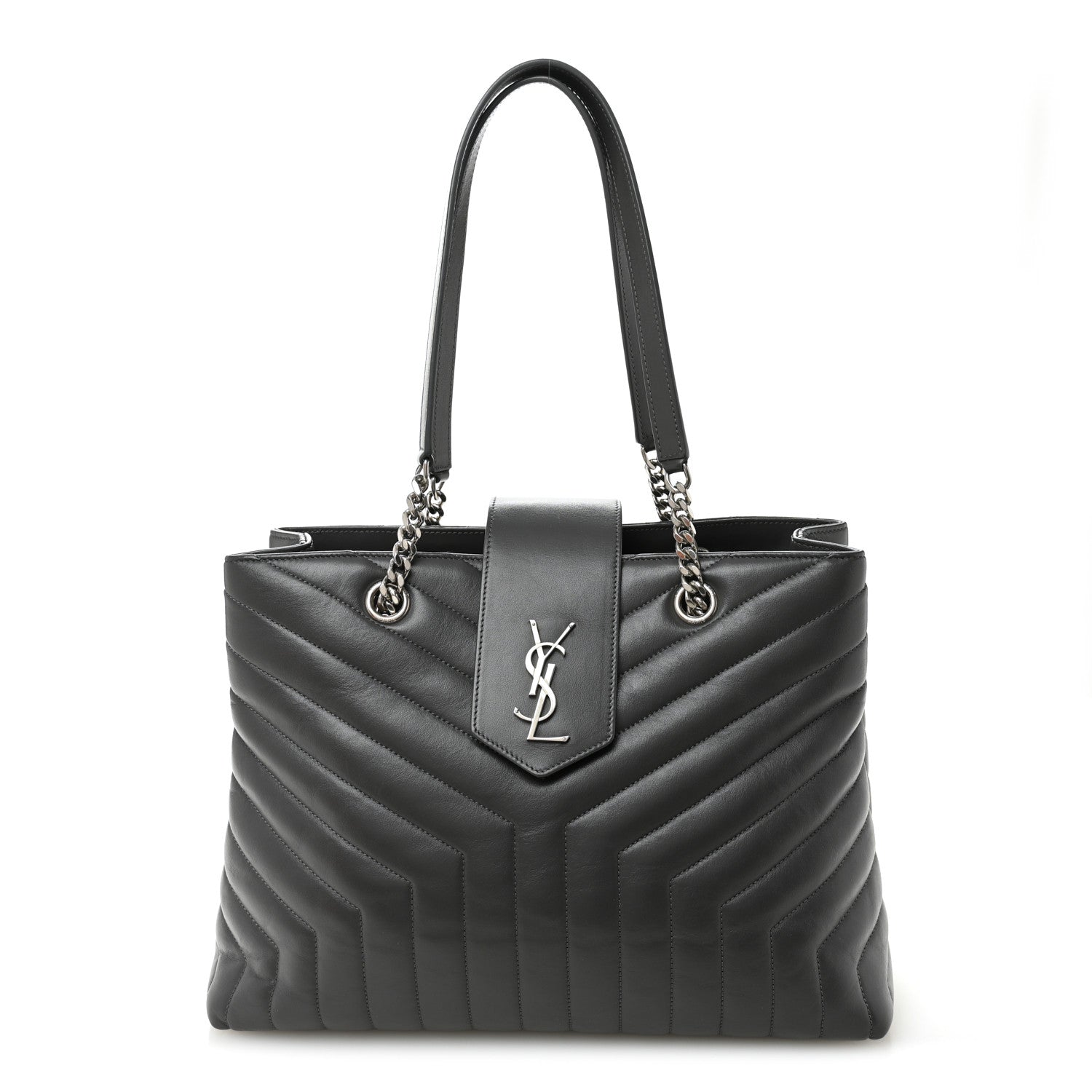 Saint Laurent Calfskin Y Quilted Monogram Large Loulou Shopper Storm 1 of 11