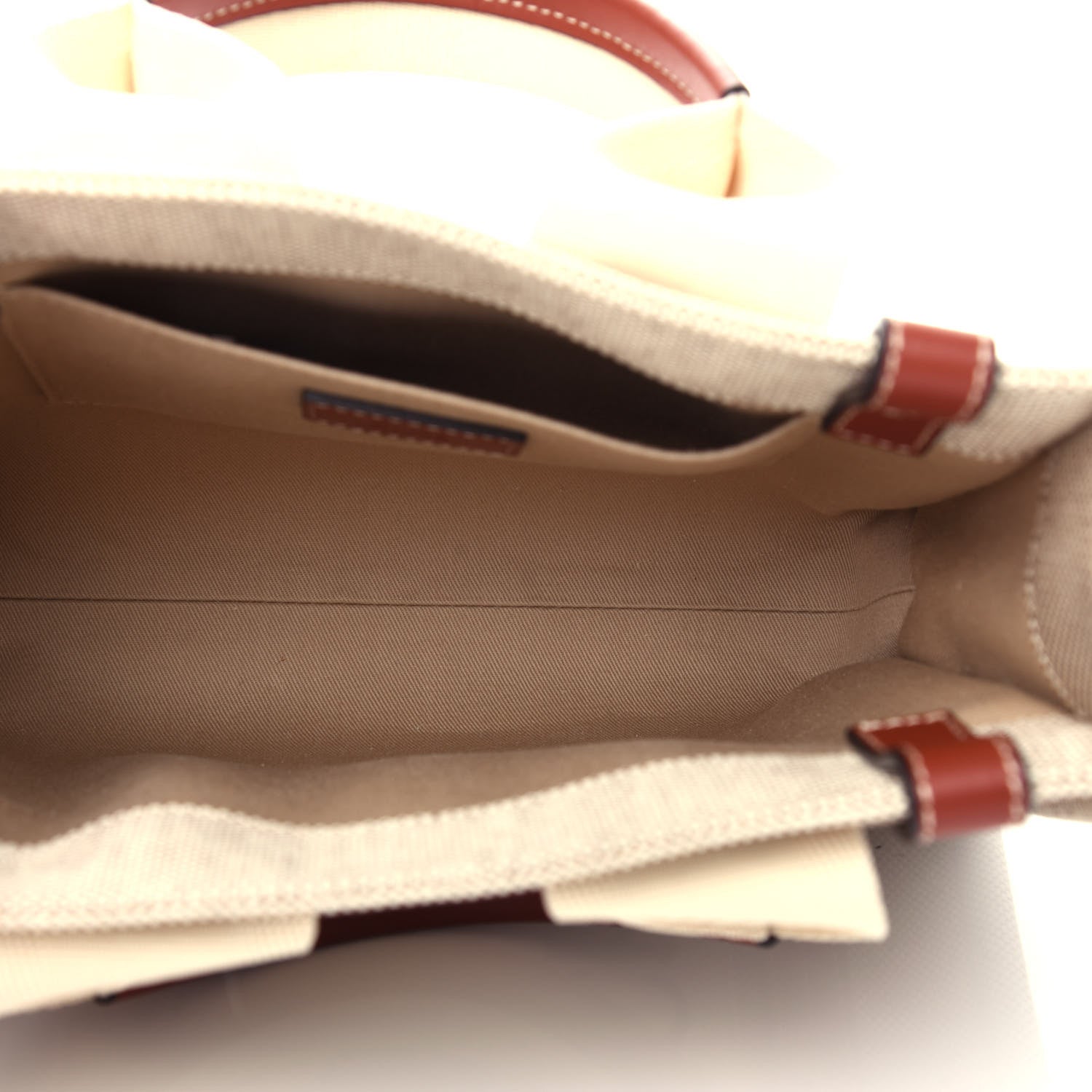 Chloe Cotton Calfskin Small Woody Ribbon Tote White Brown 5 of 10