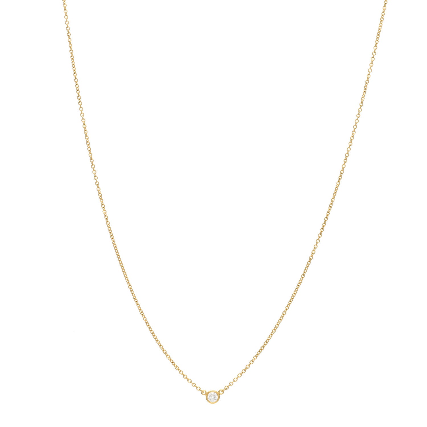 Tiffany 18K Yellow Gold Diamond .08ct Elsa Peretti Diamonds by the Yard Pendant Necklace 1 of 3