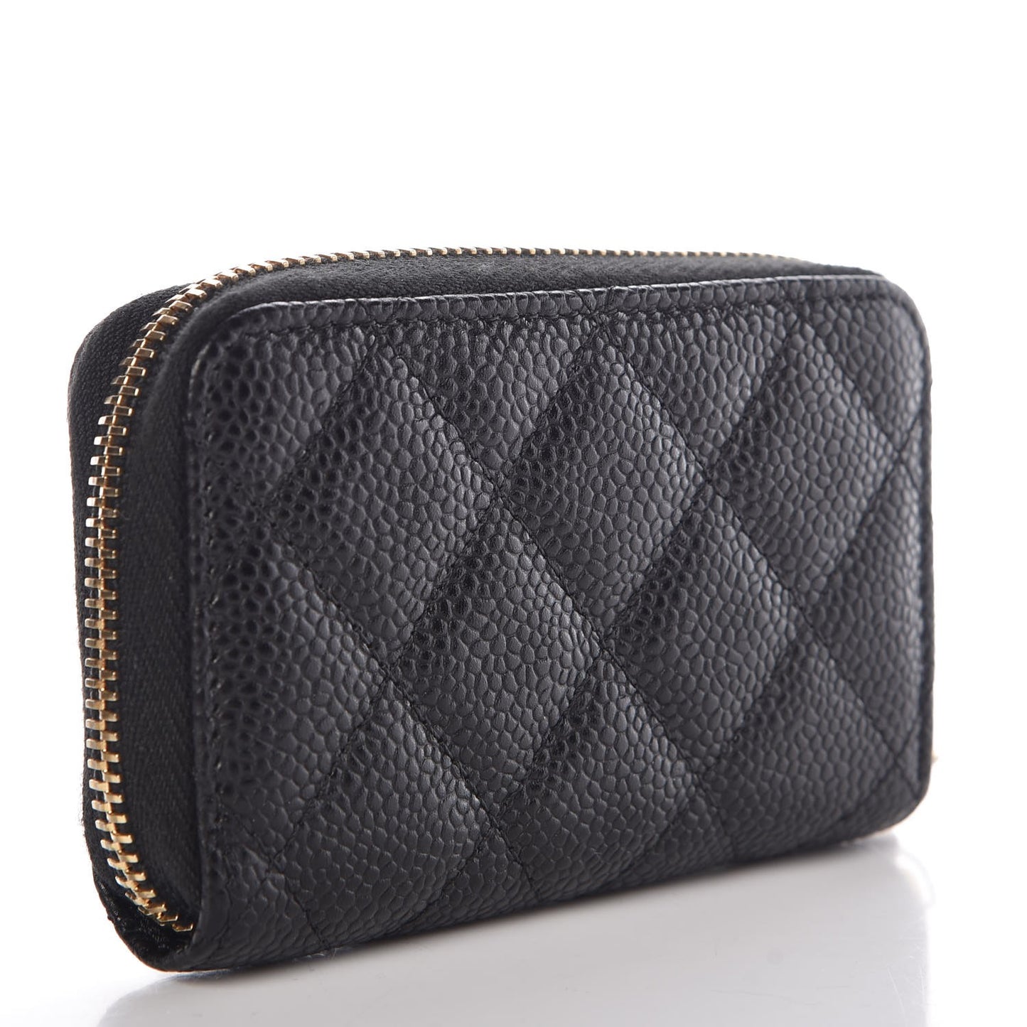 Caviar Quilted Zip Coin Purse Black