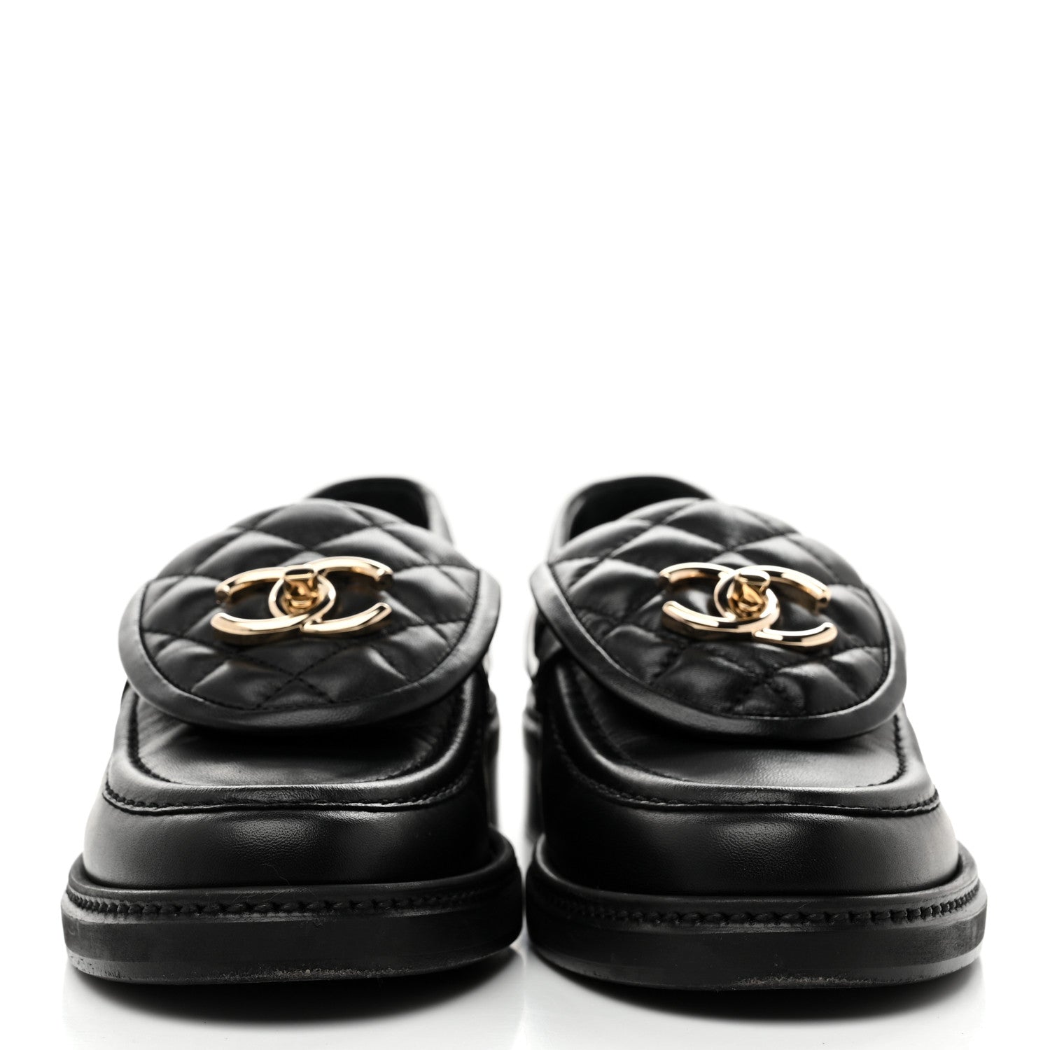 Chanel Lambskin Quilted CC Turnlock Loafers 36 Black 3 of 10
