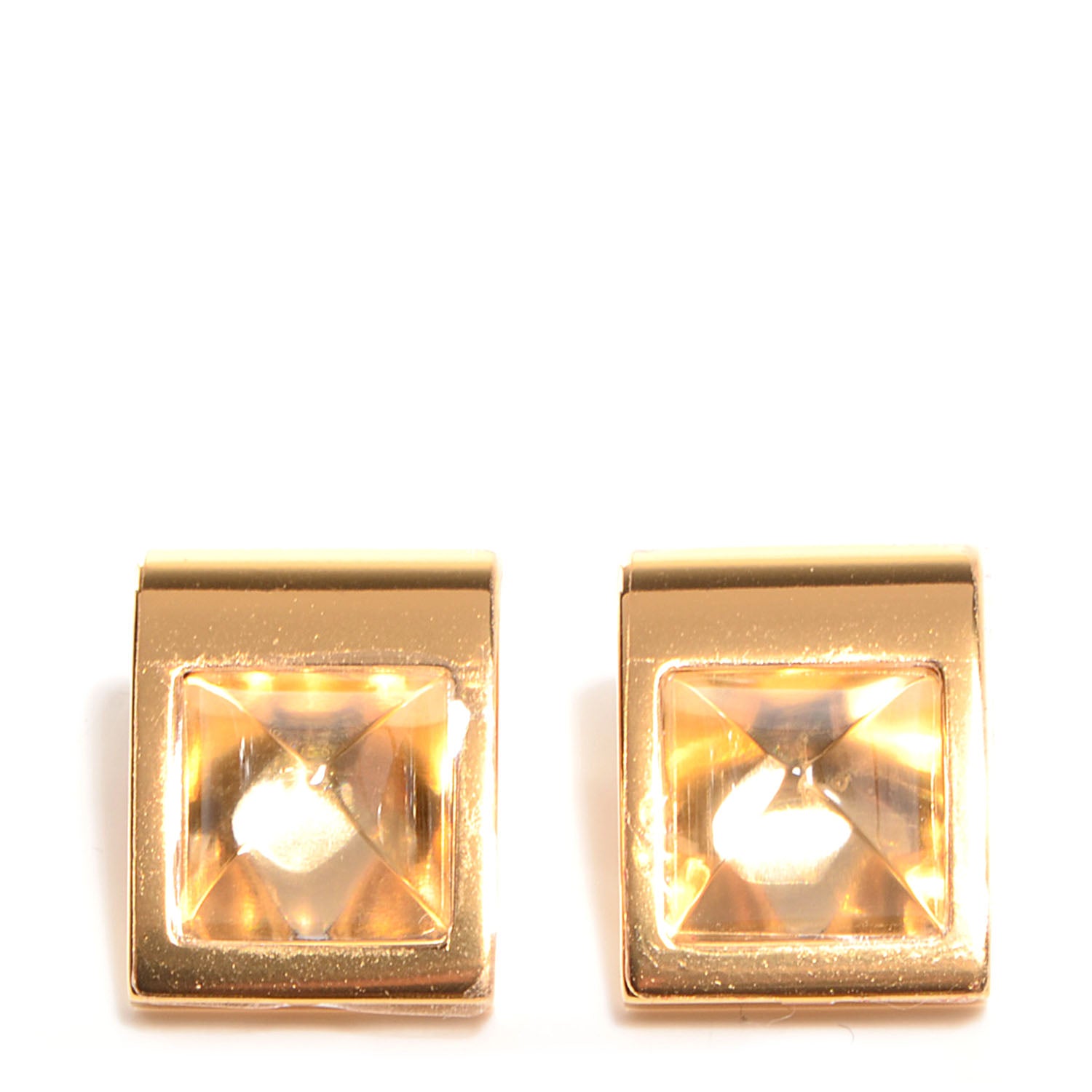Hermes Gold Plated Saint Louis Crystal Circe Earrings 1 of 6