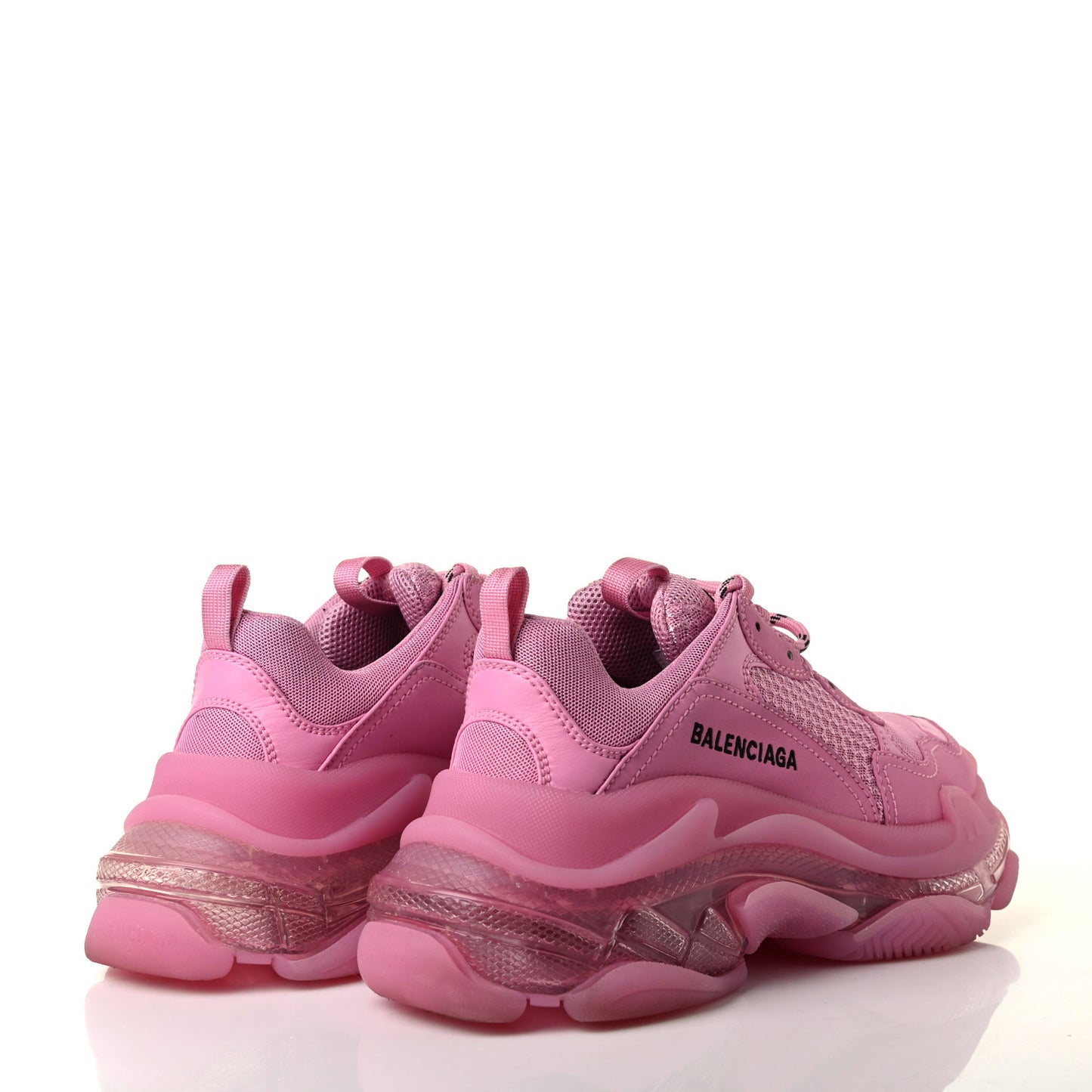 Fabric Mesh Clear Sole Womens Triple S Sneakers 38 Pink